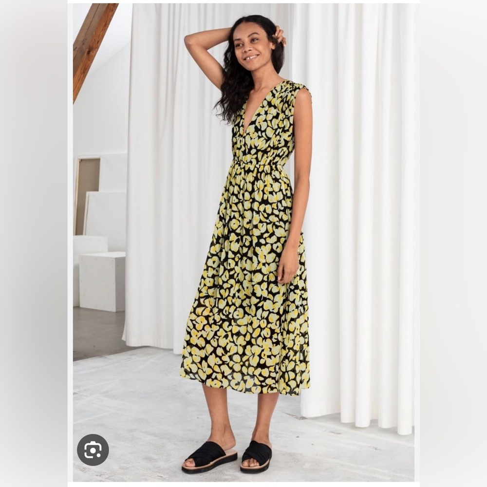 & Other Stories Yellow Maxi Dress Size 6 Small Flowy Boho Style